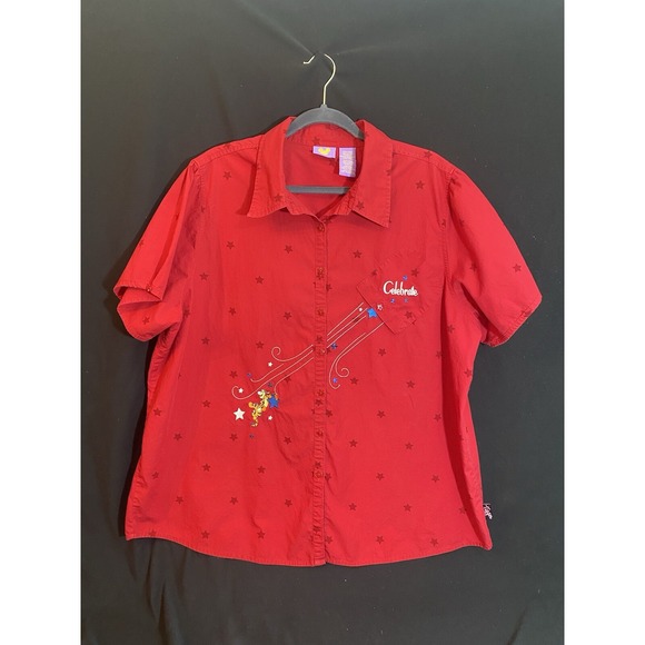 Disney Tops - Tigger Disney Women Red Short‎ Sleeve Embroidered "Celebrate" Shirt  22W/24W